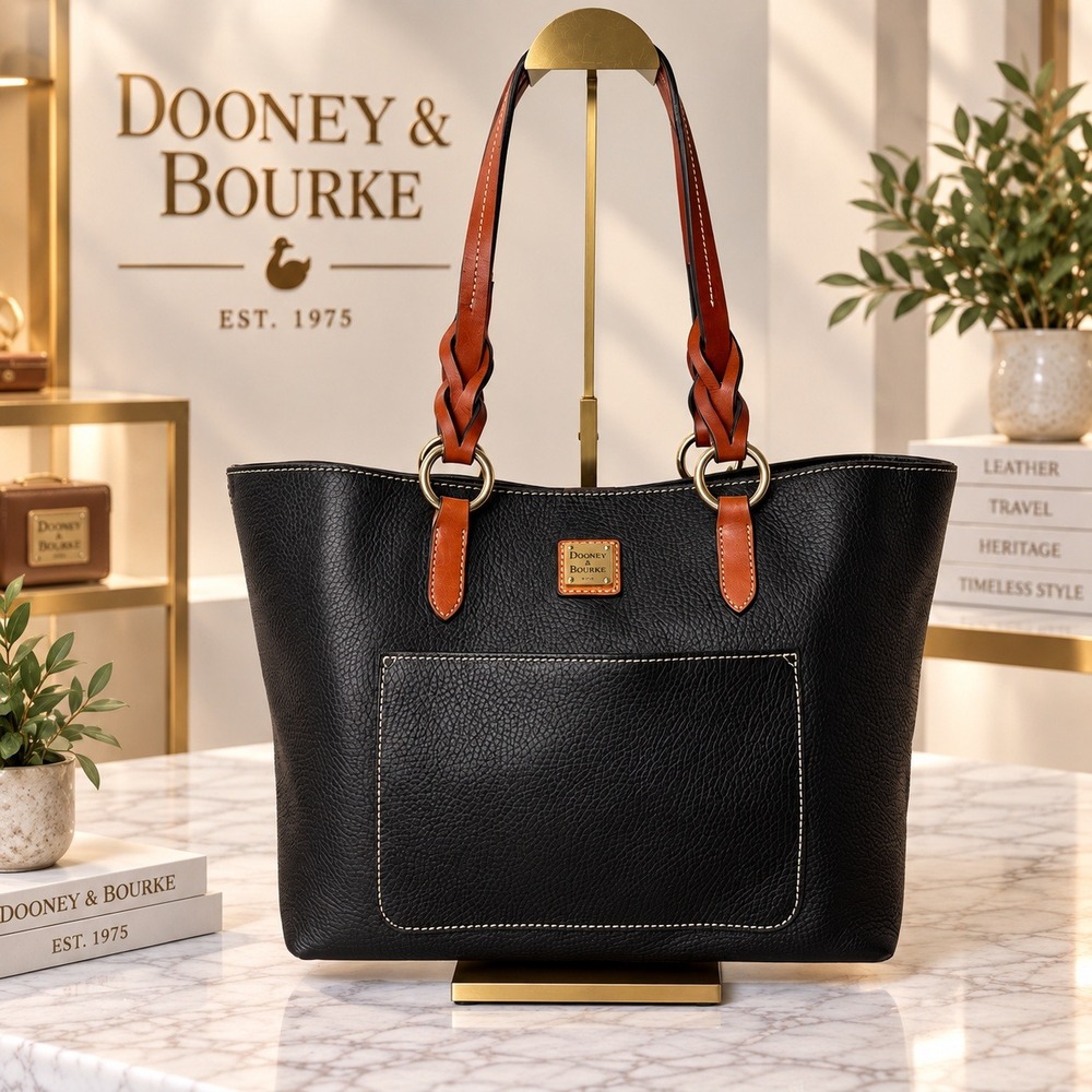 Dooney & Bourke Pebble Grain Tammy Tote Black Leather Shoulder Bag